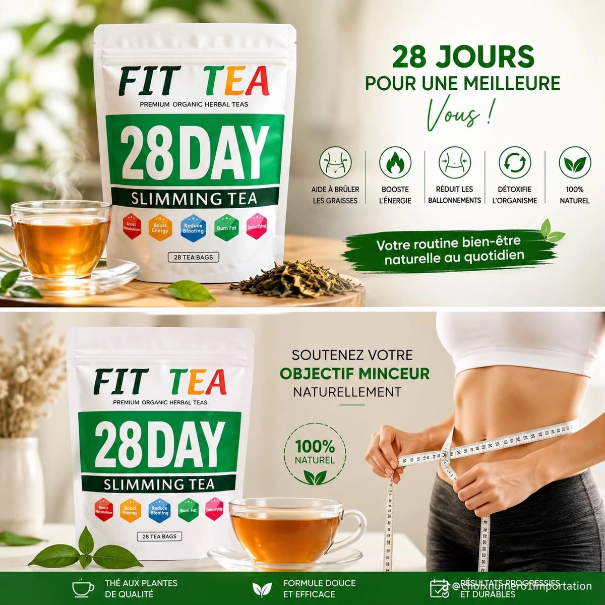 FIT TEA 28 Jours - Thé Minceur Détox BIO | Formule Naturelle & Énergisante